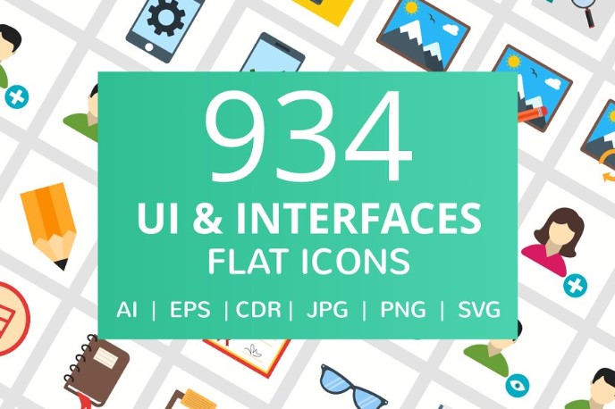 [Creativemarket] 934 UI & Interfaces Flat Icons_0.jpg